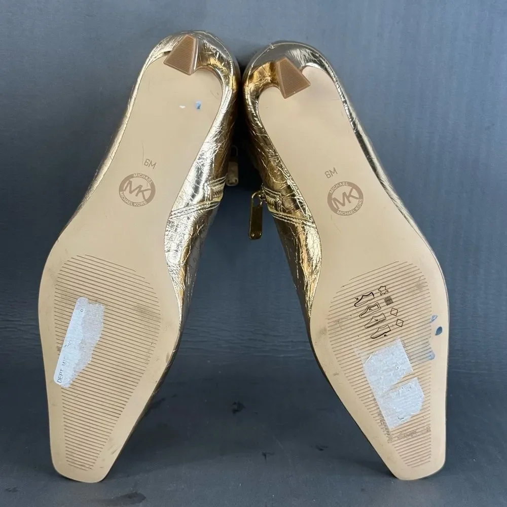 MICHAEL Kors Cosmo Kitten ankle boots gold metallic leather women’s size 6.5 - Picture 9 of 10